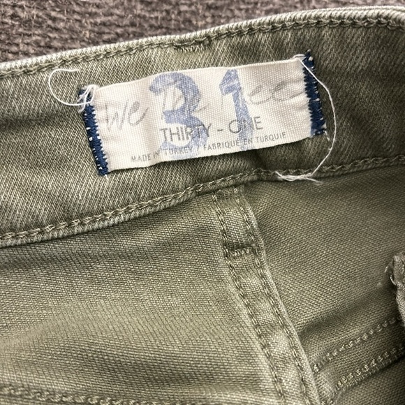 Free People Womens Slim Ankle Skinny Raw Hem Jeans Green 31 - Picture 6 of 13